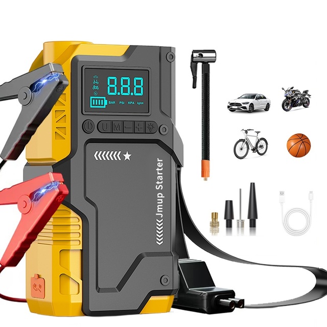 5 in 1 Car Jump Starter with Air Compressor Power Bank Portable Car Battery Jump Starter Booster Emergency Charger150PSI 8000mah