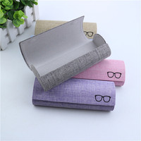 Boîte à lunettes portable en lin avec logo personnalisé, étui rigide rectangulaire pour lunettes optiques, emballage écologique pour lunettes, vente en gros