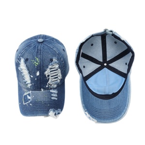 Gorra Personalizada con Logotipo Personalizado, Gorra de Béisbol de Mezclilla Desgastada de Moda Retro, Gorra de Mezclilla Desgarrada Suave para Hombre, Gorras para el Sol - Product Image 3
