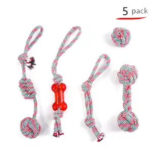 Pet Supplier Ball Cotton Rope Dog Chew Toy Custom 10 Pack Set Rubber For Dog Enrichment Toys