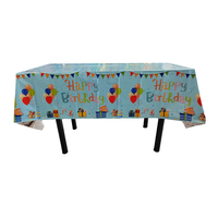 Nappe de table jetable en plastique rose avec imprimé Joyeux Anniversaire, boîte cadeau ballon, rectangulaire, pour fête d'enfants, housse de table imperméable