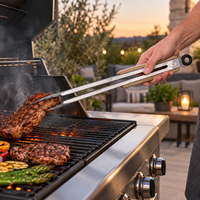Pinces alimentaires en acier inoxydable en gros avec manche en bois pour la cuisine, le service de table, les barbecues, le camping et les outils de cuisson, pinces de grillade
