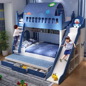 Çocuk yatak odası mobilyası çocuk yatağı ile mavi renk