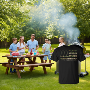 T-shirt I Have Two Titles Dad And Grandad pour la fête des pères, motif drapeau camouflage, chemise noire pour hommes - Product Image 3