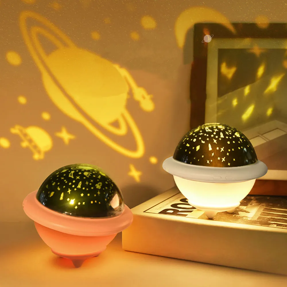 New Cute Decorative Bedroom Small Star Sky Projection Lamp Led Mini Planet Moon UFO Projector Night Light For Kids Room