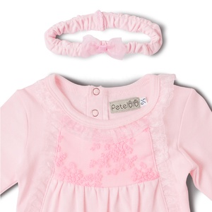 Tute a maniche lunghe pagliaccetto neonato abbigliamento Set Pink Petelulu Lovely 100% cotone organico Full Fashion Unisex Solid Autumn - Product Image 4
