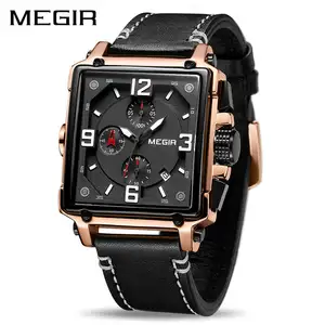 2022 MEGIR 2061 Kreative Herren uhr Luxus Chronograph Quarzuhren Uhr Herren Leder Sport Armbanduhren