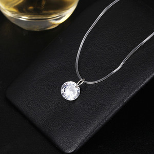 Di modo Dei Monili di Cerimonia Nuziale Lucido Zircone Collana Pendente di Cristallo E Invisibile Trasparente Linea di Pesca Delle Donne Clavicola Collana - Product Image 2