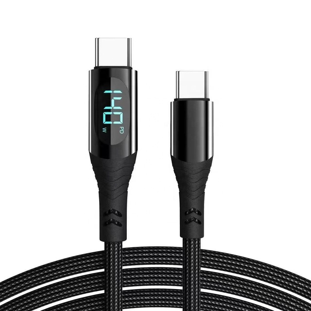 LED Digital Display Fast Nylon Braided 1.2M 2M 5A PD 140W USB C to USB Type C Cable Fast Charging Data Cable for Android Phone