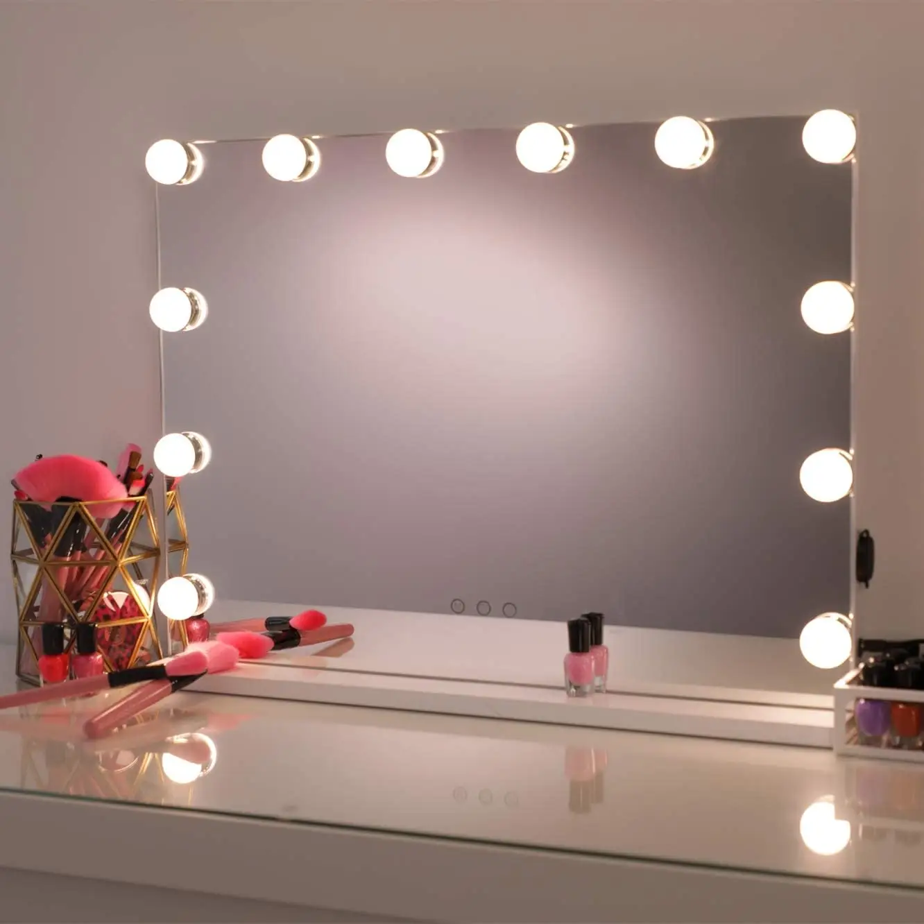 Miroir de maquillage à Led usb pour coiffeuse, coiffeuse avec gradateur tactile, ampoules Led à mémoire de forme