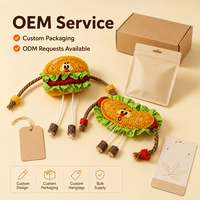 Lot de jouets interactifs pour chat en forme de hamburger et hot-dog, en fibres naturelles, vente en gros