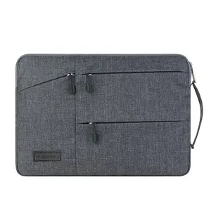 Wiwu waterbestendig Polyester Gent laptop sleeve met faux fur voering multi zakken grote capaciteit sleeve met handvat