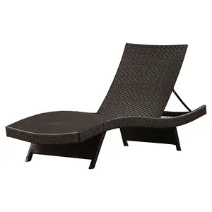 Waterproof Commercial Patio Rattan Chaise Lounge Chair Garden Sunbed Metal Wicker Lounge Outdoor Daybed Pool Sun Lounger