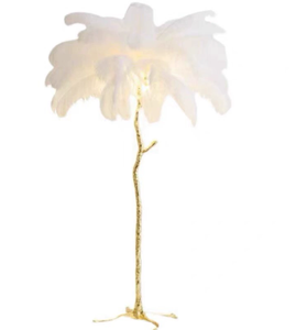 Lampe sur pied en résine de style nordique moderne de luxe pour chambre à coucher et salon, lampe à plumes d'autruche à LED - Product Image 3