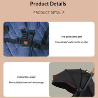 Poussette Métallique Transfrontalière Pliable Légère et Simple pour Bébé, avec Positions Assise et Allongée, pour Nouveau-né et Enfant, Quatre Roues, Capacité de Charge 20KG, 0-6 Ans