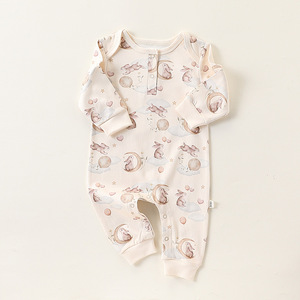 Autunno Unisex tuta per neonato pagliaccetto per neonato pigiama a maniche lunghe in puro cotone completo in maglia <span class=keywords><strong>con</strong></span> motivo solido - Product Image 1