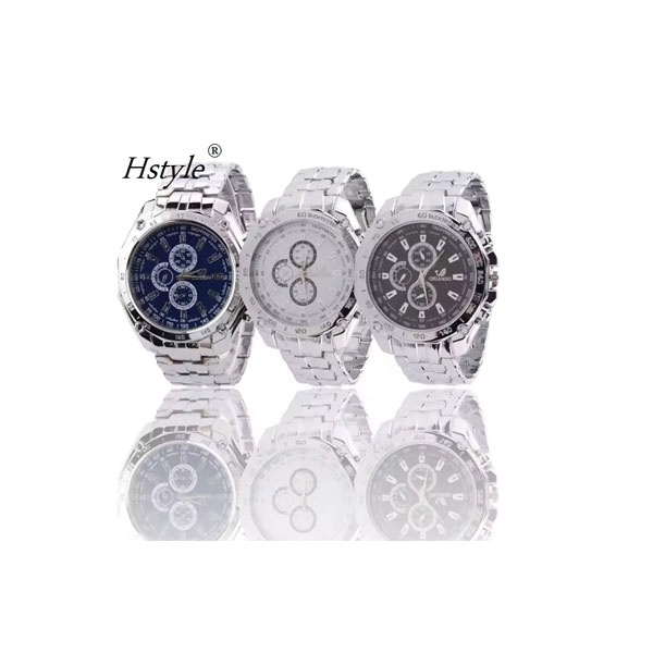 Hstyle Best Classic Selling Fashion Stainless Steel Band Chronograph Men Exquisite Sport Business Black Casual Quartz Watches
