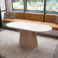 Tables ovales en bois au design moderne, très vendues, table à manger en MDF avec plateau en céramique