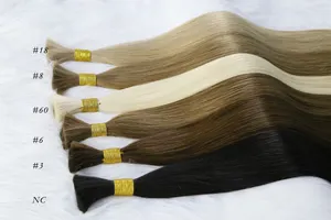 Extensão de cabelo humano Virgin Remy, extensão em massa de cabelo loiro virgem não processado 100% natural, em massa para extensões