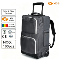 Sac de voyage convertible 2-en-1 noir en gros avec roulettes en aluminium, durable, imperméable en tissu Oxford, avec sangles de sac à dos dissimulées