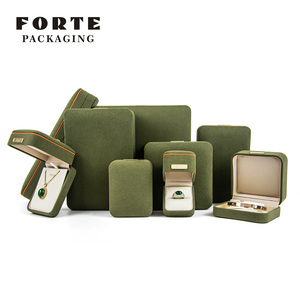 FORTE luxury new style jewellery box custom pu leather microfiber ring necklace velvet boxes jewelry packaging box with logo