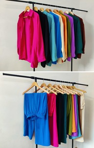 Conjunto de Dos Piezas para Mujer, Personalizable, <span class=keywords><strong>Ropa</strong></span> de Primavera, Camisa Holgada Informal para Mujer, Pantalones con Cintura Elástica Plisada, Elegante - Product Image 4