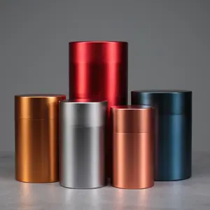 Food Grade Cylinder Coffee Packaging Round Metal aluminum tin Box Tea Tin Can