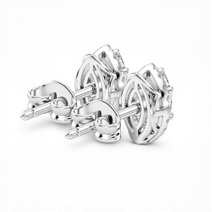 Élégantes boucles d'oreilles clous en diamant de laboratoire taille marquise 1,00 carat pour femme, couleur VVS VS EF, or rose 18 carats, pour mariage et anniversaire - Product Image 4