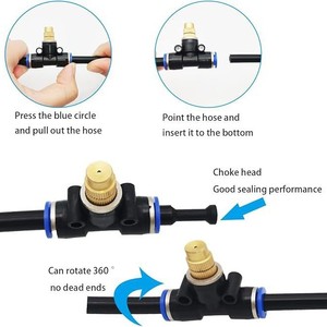 Boquillas de pulverización de cobre de 6 mm y 8 mm de conexión rápida para sistemas de refrigeración agrícola, eliminación de polvo e irrigación - Product Image 4