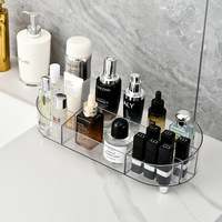 Boîte de rangement cosmétique multifonctionnelle en plastique transparent pour soins de la peau et bijoux, style simple et luxueux, avec compartiments, capacité 1L