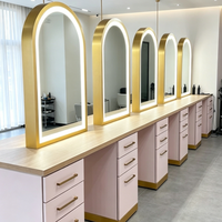 Meilleures Ventes : Miroir de Coiffure Simple Face avec Table Intégrée pour Salon de Coiffure