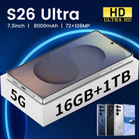 Teléfono Inteligente 5G S26 Ultra de 7.3 Pulgadas, 16 GB + 1 TB, 108 MP, 8000 mAh, Android 14, Desbloqueo Facial, Carga Rápida, Más Vendido