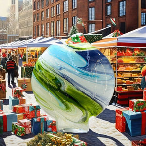 Elegante Jarrón <span class=keywords><strong>de</strong></span> Cristal <span class=keywords><strong>de</strong></span> Murano, Adorno Soplado a Mano con Diseño Floral Estampado en Color, Estilo Artesanal - Product Image 2