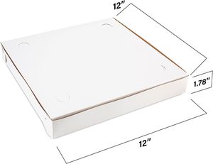 12 giấy inch Thêm mỏng đất sét trắng tráng hộp bánh pizza 12 "Chiều dài x 12" Chiều rộng x 1 7/8 "Chiều sâu khóa góc Bìa vật liệu - Product Image 2