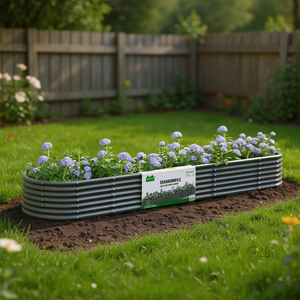 Bac à légumes surélevé en acier gris, 100 cm de long, durable, avec revêtement en poudre, pour le jardinage à domicile - Product Image 2