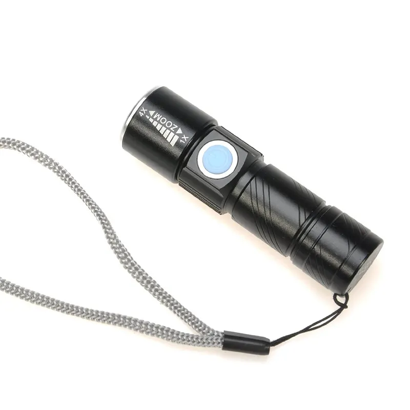 LED Taschenlampe Zoomable Wasserdicht USB Aufladbare Taschenlampe Outdoor Wandern Camping Jagd Taschenlampe Super Helle Licht Lichter