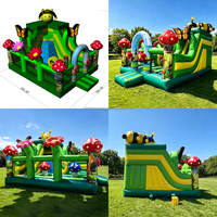 Château gonflable commercial à thème jungle pour l'extérieur, avec toboggan, pour enfants