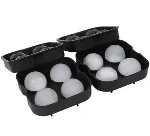 Ice Ball Maker Mold by kingsage- - Deluxe Black Silicone Tray with 4 x 4.5cm Ice Sphere