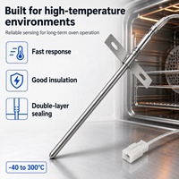 Capteur de température de four GAIMC NTC avec sonde métallique longue, support de montage et câble tressé pour le contrôle du chauffage des fours électriques OEM