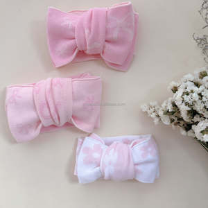 Bandeau en tricot de coton fait main avec double nœud, accessoire de cheveux mignon pour bébé, différents styles, nœud assorti à l'ensemble - Product Image 5