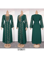 Robe de soirée longue élégante, robe de soirée ornée de strass, vêtements musulmans pour femmes, robe grande taille