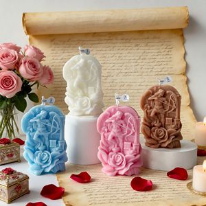 Vela Aromática Decorativa con Relieve Vintage, Diseño de Ángel y Rosas, Adorno Artístico para Mesa de Hogar, Regalo - Product Image 4