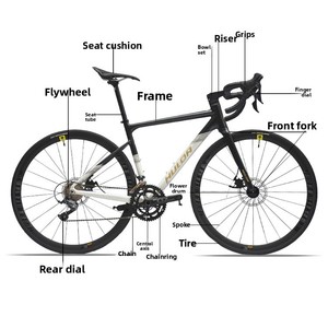 Bicicleta Haluda 700C con Frenos de Disco Mecánicos Delanteros y Traseros, <span class=keywords><strong>Eje</strong></span> Pasante, Cableado Interno Completo, 18 Velocidades, Aleación de Aluminio, para Carretera - Product Image 6