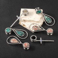 Acero inoxidable forma de gota giro abierto oreja calibre expansor CZ Cruz 14mm túneles tapón de oreja para Mujeres Hombres Piercing joyería
