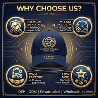 Gorras Personalizadas con Bordado, de Sarga de Algodón, 5 Paneles, Estructuradas, con Visera Curva y Correa de Tela, para Programas de Marcas Minoristas