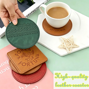 Bespoke <b>Drink</b> <b>Coasters</b> <b>for</b> Branding Choose from Hot Stamping Color Print Embossing or Laser Engrave on PU leather - Product Image 4