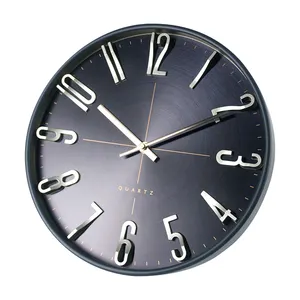 12インチ北欧モダンサイレント装飾高級時計3D番号カスタムロゴリビングルーム用プラスチック壁時計