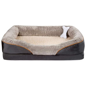 Cama grande ortopédica para perros con espuma viscoelástica, suave, extraíble y lavable, lana y piel sintética con estampado para mascotas - Product Image 1