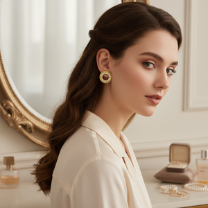THALINDRA 20mm Gp Hypoallergenic 18K Gold Plated Stainless Steel <b>Stud</b> <b>Earrings</b> for Women <b>Crystal</b> Jewelry - Product Image 3