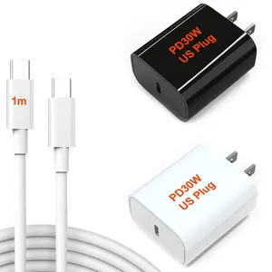 USB C PD30W Fast Charger ETL FCC Certification Wall Charger TYPE-C for Samsung Galaxy S22 S23 Customer Logo 30W Earphones